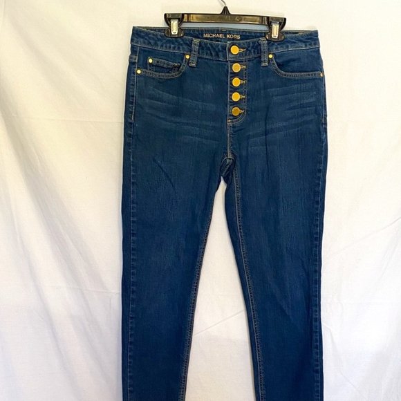 Michael Kors ~Women's Blue 5 Pockets Stretch Buttons Cotton Blend Jeans ~ Sz.4 - Picture 1 of 7